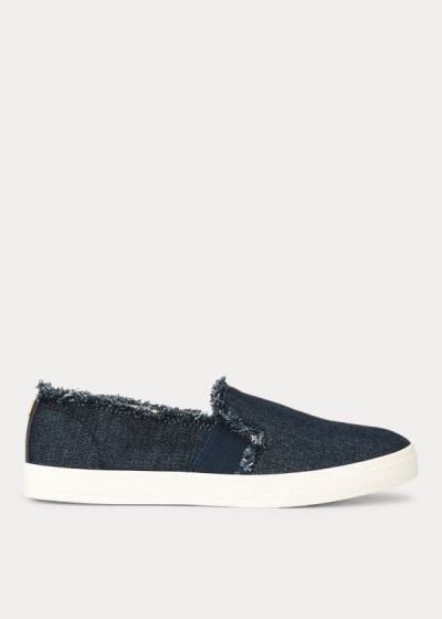 Zapatillas Ralph Lauren Mujer Azul Marino - Jinny Denim Slip-On - NICVW1608